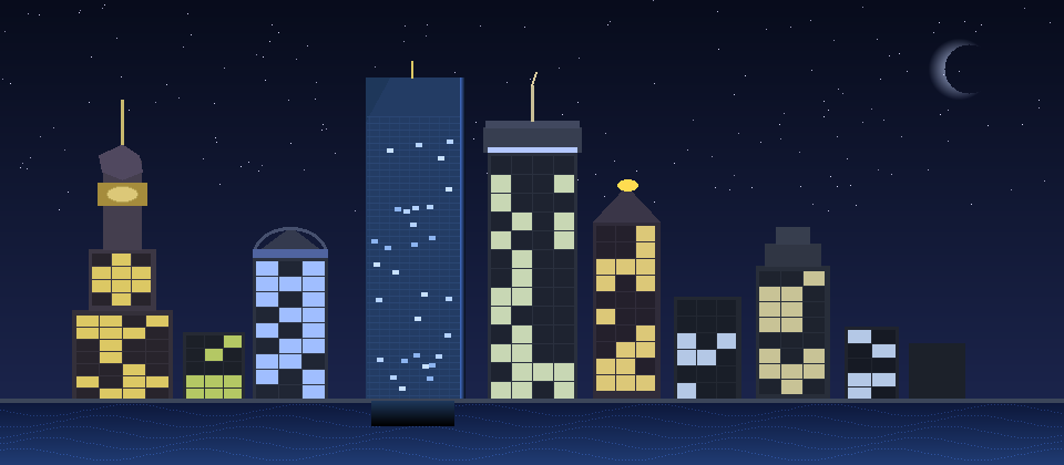 Boston skyline at night — John Hancock Tower blue glass, Custom House clock tower, Prudential Tower — Islamic prayer times